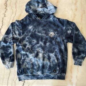 WXYZ Blue Tie-Dye Hoodie with Skull Logo
